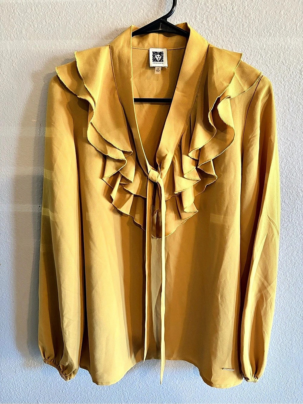 Anne Klein Ruffle Front Blouse in Yellow Size Small Like New